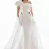 Terani Couture - 1821E7100 Dramatic Off Shoulder Sheer Overskirt Gown -Wedding Dresses shop online terani couture 1821e7100 dramatic off shoulder sheer overskirt gown special occasion dress 0 ivory 5522113921081
