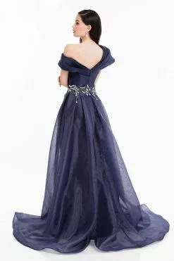Terani Couture - 1821E7100 Dramatic Off Shoulder Sheer Overskirt Gown -Wedding Dresses shop online terani couture 1821e7100 dramatic off shoulder sheer overskirt gown special occasion dress 28643703357523