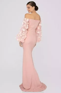 Terani Couture - 1911E9128 Offshoulder Floral Accent Puff Sleeves Gown 11 Terani Couture - 1911E9128 Offshoulder Floral Accent Puff Sleeves Gown -Wedding Dresses shop online terani couture 1911e9128 offshoulder floral accent puff sleeves gown evening dresses 28805827362899