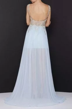 Terani Couture - 2011P1056 Beaded Bodice Sheer Double Slit Long Gown -Wedding Dresses shop online terani couture 2011p1056 beaded bodice sheer double slit long gown prom dresses 13497140346963