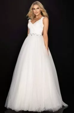 Terani Couture - 2011P1173 V-Neck Embellished Back Ballgown