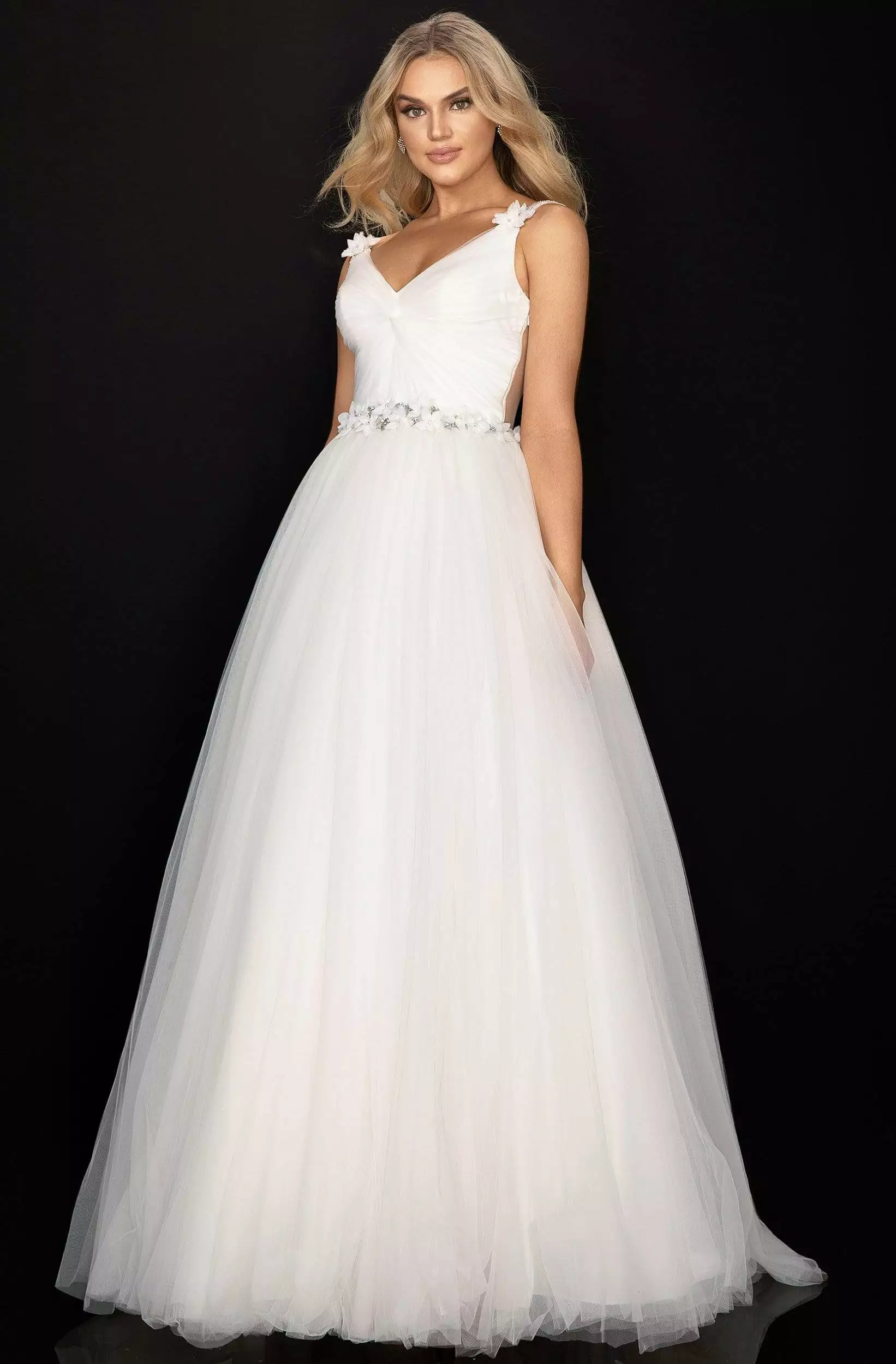 Terani Couture - 2011P1173 V-Neck Embellished Back Ballgown 3 Terani Couture - 2011P1173 V-Neck Embellished Back Ballgown