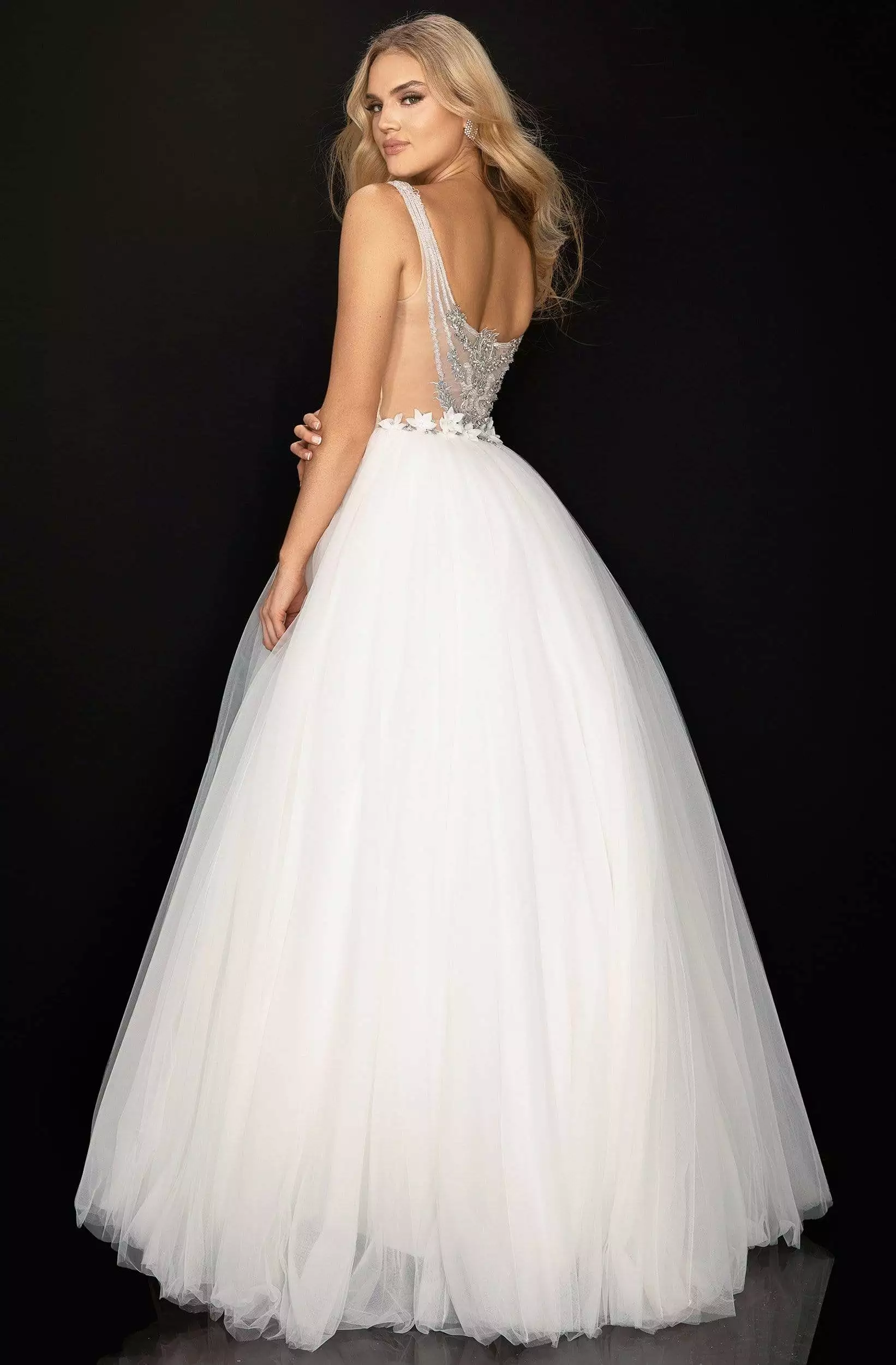 Terani Couture - 2011P1173 V-Neck Embellished Back Ballgown 4 Terani Couture - 2011P1173 V-Neck Embellished Back Ballgown - Image 2