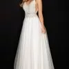 Terani Couture - 2011P1178 Beaded Bodice V-Neck A-Line Gown -Wedding Dresses shop online terani couture 2011p1178 beaded bodice v neck a line gown prom dresses 00 ivory 13615896952915