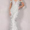 Terani Couture 2027GL3231 - Feather Floral Applique Evening Dress