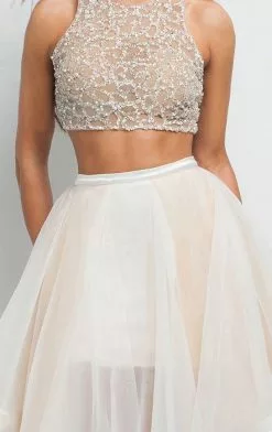 Terani Couture - Beaded Crop Top And Ruffled Mesh Skirt Long Gown Ensemble 151P0102A -Wedding Dresses shop online terani couture beaded crop top and ruffled mesh skirt long gown ensemble 151p0102a special occasion dress 5521657430073