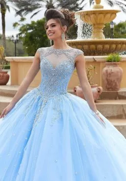 Vizcaya By Mori Lee - 60094 Bejeweled Illusion Bodice Tulle Ballgown -Wedding Dresses shop online vizcaya by mori lee 60094 bejeweled illusion bodice tulle ballgown quinceanera dresses 0 bahama blue 28149596946515