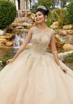 Vizcaya By Mori Lee - 60094 Bejeweled Illusion Bodice Tulle Ballgown -Wedding Dresses shop online vizcaya by mori lee 60094 bejeweled illusion bodice tulle ballgown quinceanera dresses 0 nude 28149633384531